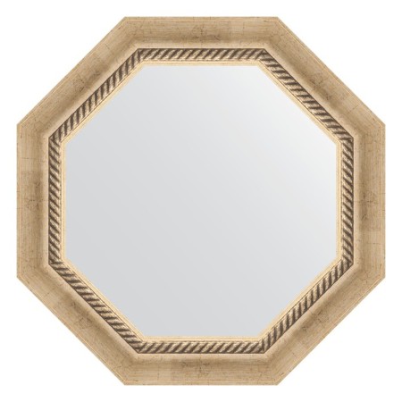 Mirror in the baguette frame, aged silver with weaving 70 mm, 53.2x53.2 cm