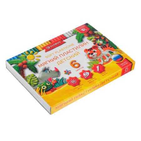 Globus plasticine "Children's", 6 colors, 90 g, soft-1