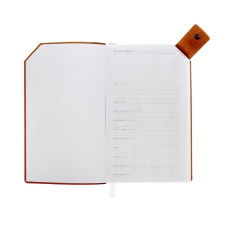 Lotted diary, 120x200 mm 128 sheets, leatherette, gray block 70 g/m2, lies, refuge with a colored button, beige-3