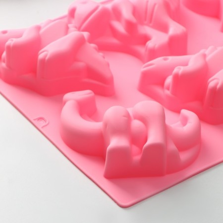 Baking uniform “Animals. Dinosaurs”, silicone, 29 × 21 cm, 6 cells (10.4 × 7.2 cm), pink color-4