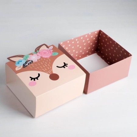 Gift folding box, packaging, Olenenok, 15 x 15 x 8 cm-5