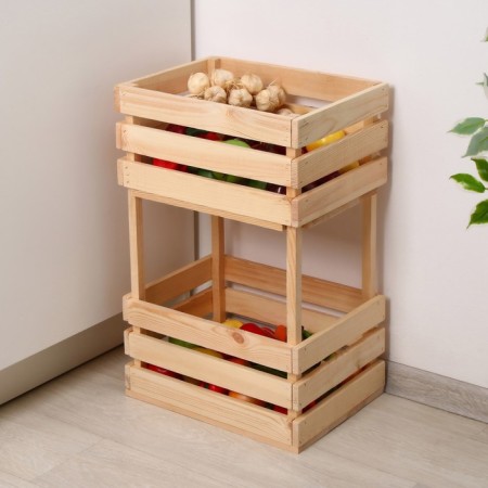Box for vegetables, 30 × 40 × 60 cm, wooden, two -level, Greengo-4