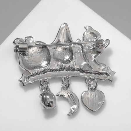 Brooch "Ghost", snowman and pumpkin, colored in silver-1