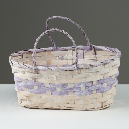 Wicker basket, d25 x 18 x 11/19 cm, purple, bamboo-1