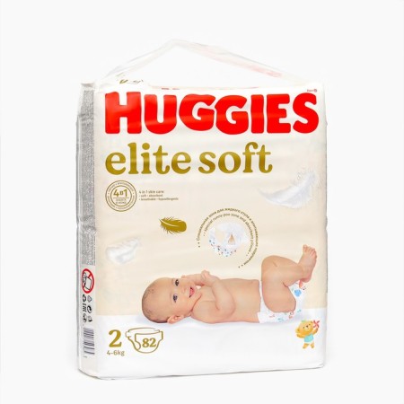 Distributes "Huggies" Elite Soft 2, 4-6kg, 82 pcs