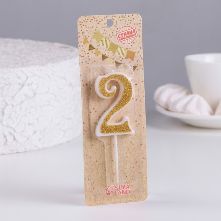 Candle for the cake "Squeezes" number 2, golden, 5.2 cm-1