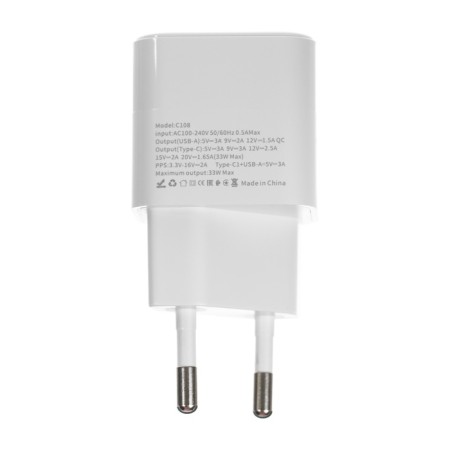 Network charger MAIMI C108, USB, Type-C, 33 W, PD, White-4