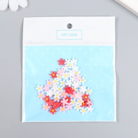 Decor for creativity Plastic "Seebroes White, Red, Pink" set 70 pcs mix 0.8x0.8 cm-3