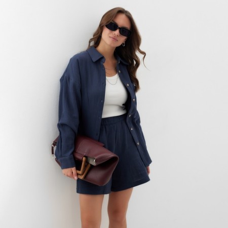 Female oversized shirt Mist Muslin size m, col. grey-2