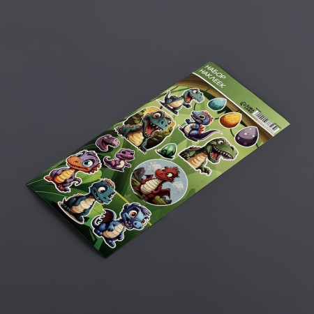 A set of paper stickers 10 x 22 cm, "dinosaurics"