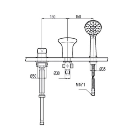 The mixer built on board the Bravat Cobra F5140197CP-1-RRUS bath is 3 holes, chrome-1
