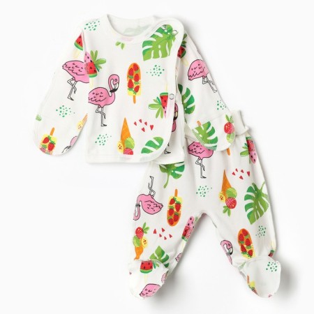 Kit for children (swing, slider), white color/flamingos, height 56 ​​cm