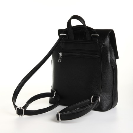 City backpack of artificial leather with lightning, black color-3