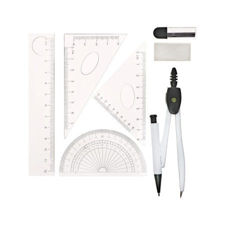 Metal circus 120 mm in a plastic pencil case, with a mechanical pencil, slate, eraser, ruler, 2 triangles and transport-4
