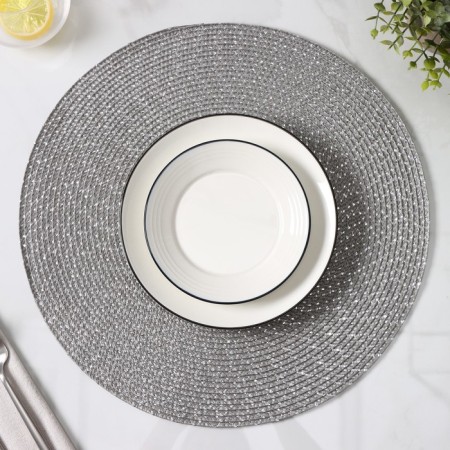Set of serving napkins on the table "Ray", 4 pcs, d = 38 cm, color gray color-1