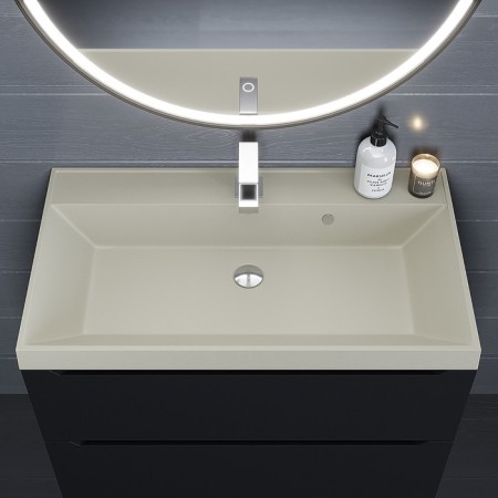 Sink uperwood Classic quartz 80 cm, quartz, beige matte, linen-2