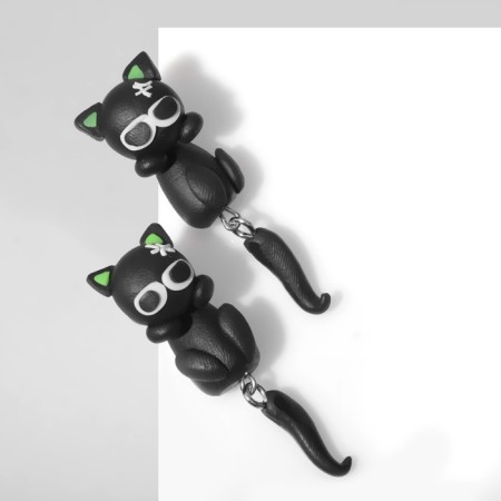Earrings "cats", black color