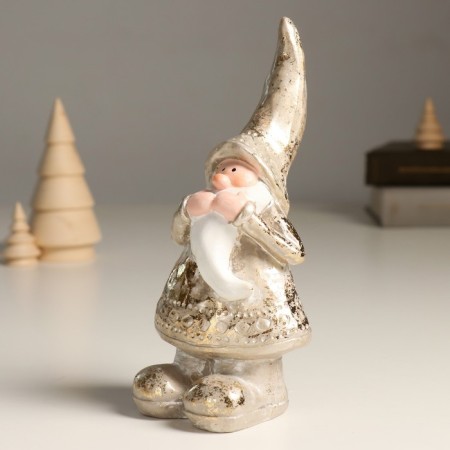 Polystone souvenir "Santa Claus in a golden outfit - surprise" 8.7x8.6x18 cm-3
