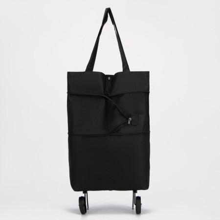 Permanent folding bag on 2 wheels, on the button, the color is black-3