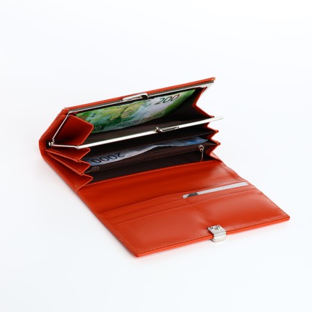 Women's wallet on magnets, red color-3