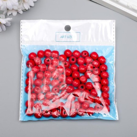 Beads for creativity wood "red" set 30 g 1x1 cm-2