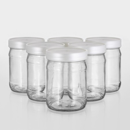 A set of glass cans with a silver polymer lid, TO-82 mm, 450 ml, 6 pcs.-6