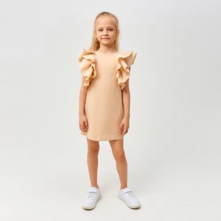 Платье для девочки MINAKU: Cotton Collection цвет светло-бежевый, рост 122-3