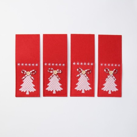 A set of envelopes for cutlery "Christmas tree" 4 pcs, 8.5x21 cm, 100% p/e, felt-1