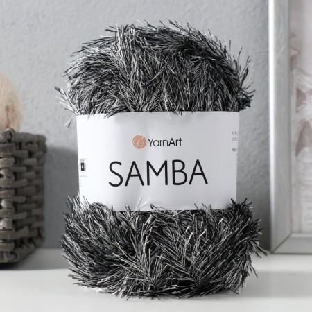 Yarn "Samba" 100% polyester 150m/100g (K-64 black and white)-4