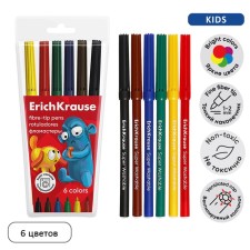 Фломастеры 6 цветов, ErichKrause, "Jolly Friends Super Washable" микс