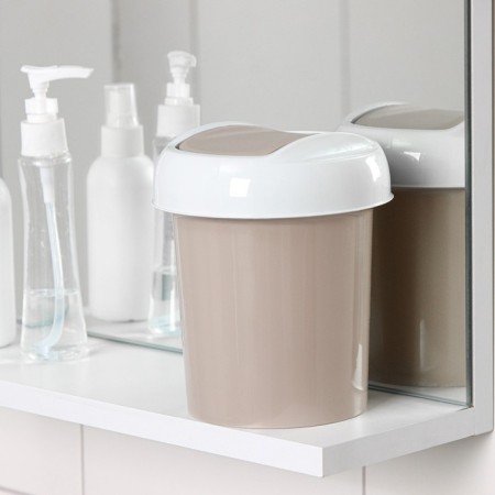 Garbage container desktop Palm, 1 L, D = 13 cm, h = 15.5 cm, beige color