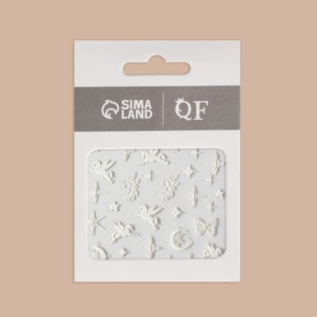 Nail stickers "Pegasus", voluminous, white color-4