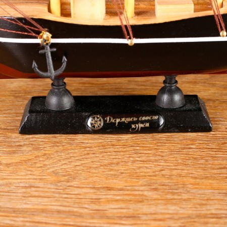 Souvenir small "Vostok" ship, black sides with a white strip, red sails, mix 22 × 5 × 21 cm-4