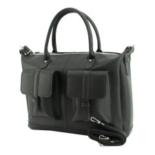 Portfolio, genuine leather, black 45x40x12 cm
