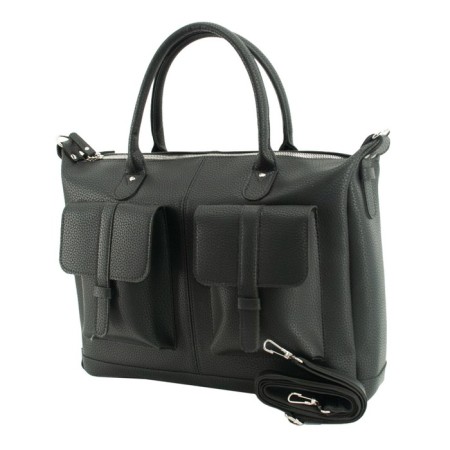 Portfolio, genuine leather, black 45x40x12 cm