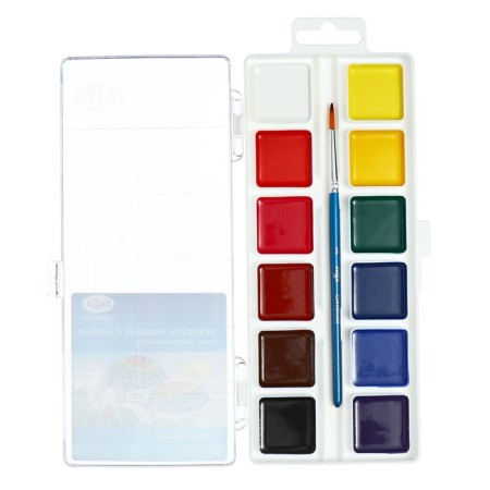 Watercolor 12 colors Gamma "Classic", honey, with a brush, plastic packaging, euro suspension (1009201)-2