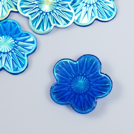 Decor for creativity Plastic "Flower" Holography blue set 6 pcs 3.5x3.5 cm-1