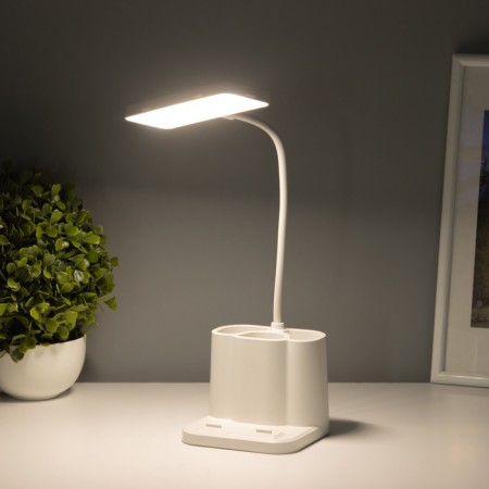 A tabletop lamp with a stand for the phone and pens, 3 compartments, 5W Led USB 2700-6500K-3