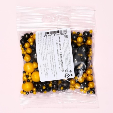 Confectionery sprinkling "pearls", black, gold, 50 g-3