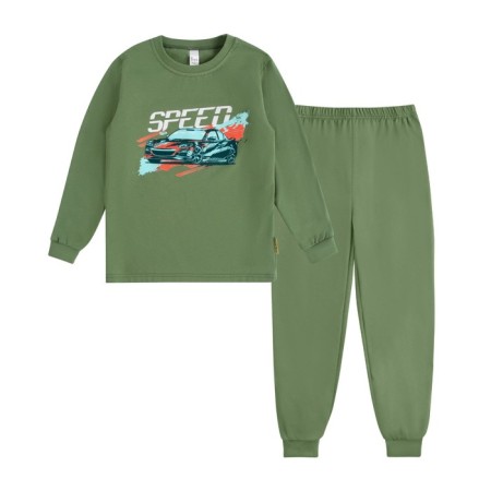 Pajamas: Longslit and trousers for boys Basic, height 86-92 cm, Khaki color-1