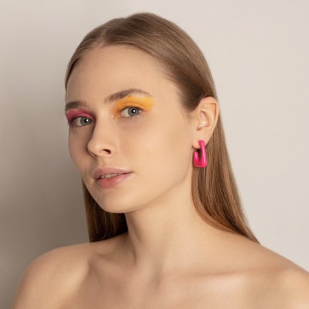 Acryl Earrings "Trend" frame, color bright raspberry-1