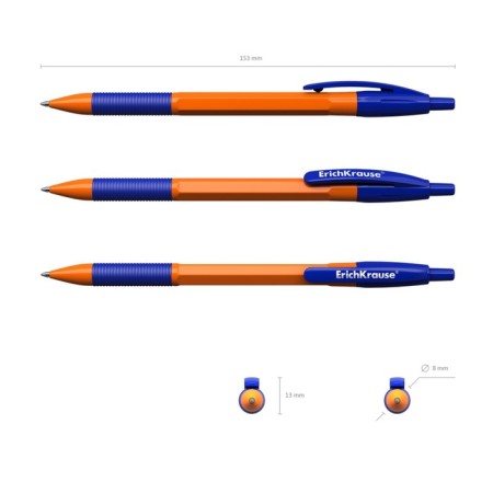 Ballic handle Erich Krause R-301 Orange Matic & Grip, Automat, Blue Blue, 0.7 mm-1