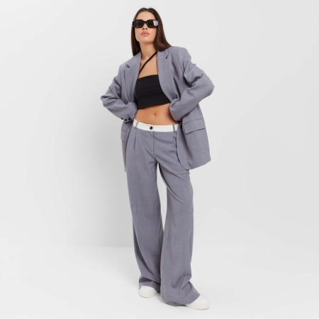 Women's pants with contrasting belt MIST R.42, Gray