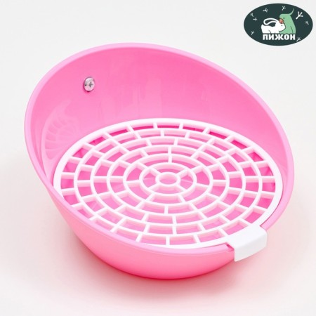Round toilet for rodents "Piggon", 25 x 23.5 x 12 cm, pink