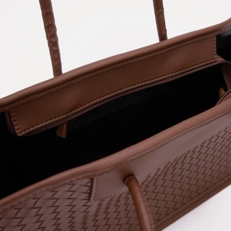 Bag Women's Tout with zipper, brown color-3