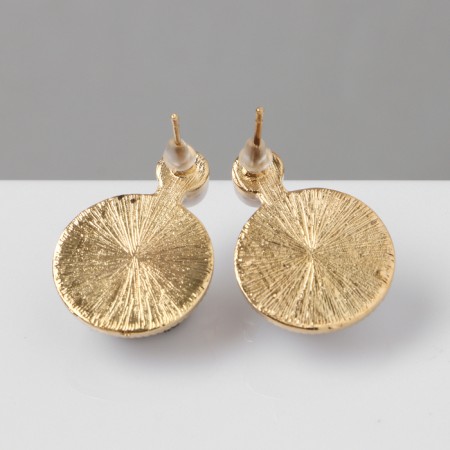 Earrings with pearls "splendor" two circles, white color in gold-1