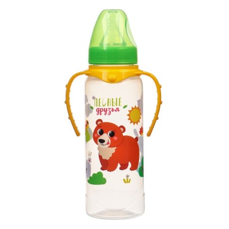 A bottle of feeding "Forest Friends", classic throat, 250 ml., 3 months, cylinder, with handles-2