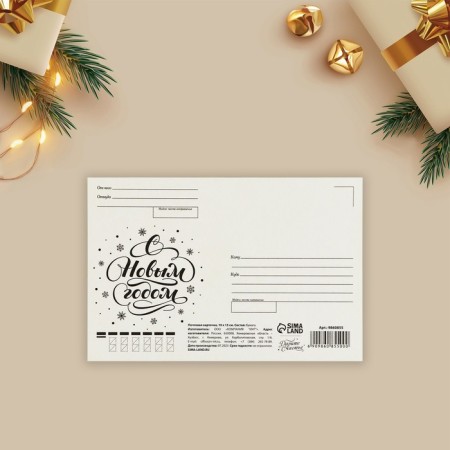 Mail card "Put the Christmas tree, I will distract the cat", hugs 10 x 15 cm, New Year-3