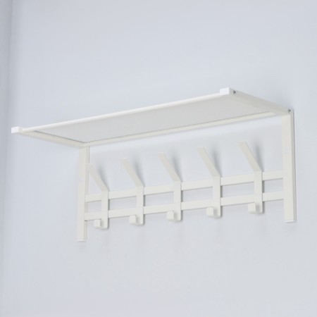 Ban with the Toronto 21 shelf, 67 × 27 × 27 cm, 5 double hooks, white color-8