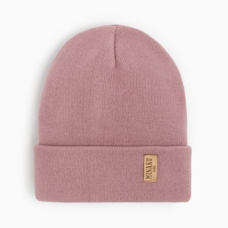 Children's hat minku with a lapel of Rr. 52-56, col. Dry rose